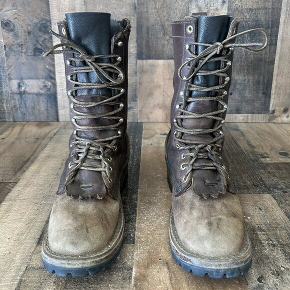 JK Spokane WA Custom Logger Plain Toe Lace Up Work Boots Mens 9 D - Picture 3 of 12